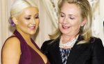 Hillary-gets-an-eyeful-of-Christina-Aguileras-breasts