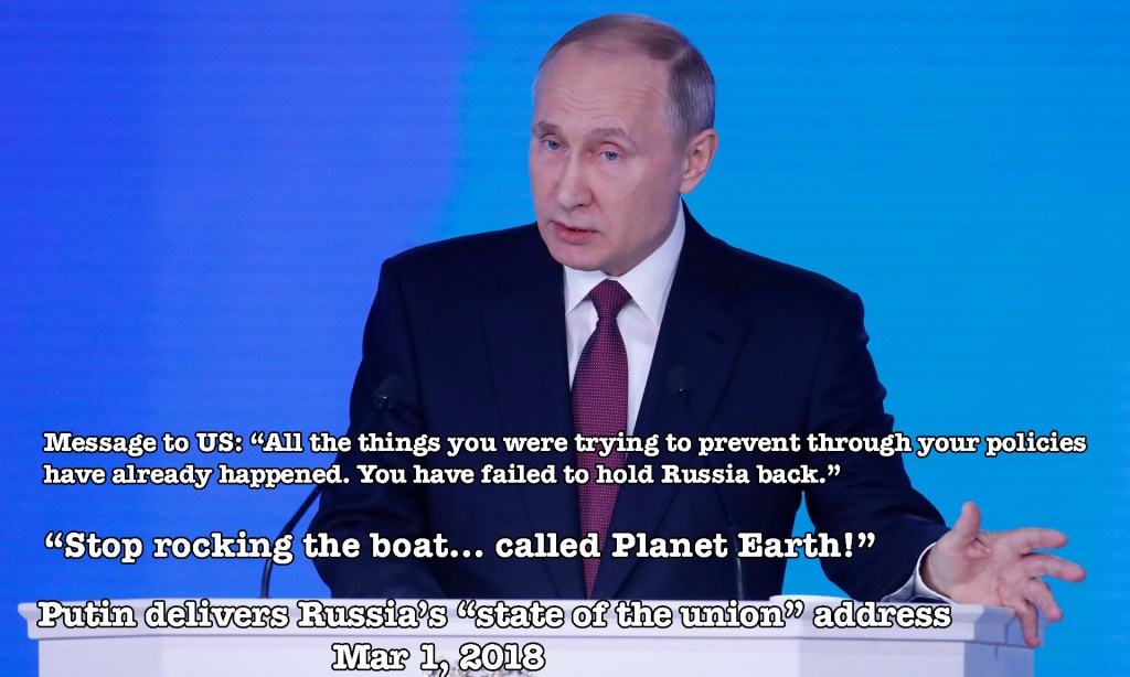 Putin to US: “STOP ROCKING THE BOAT… CALLED EARTH!”