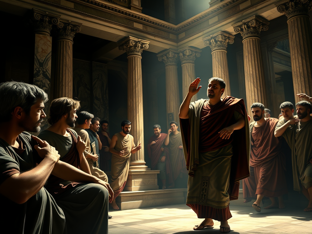 An AI-generated image of the Roman Senate floor